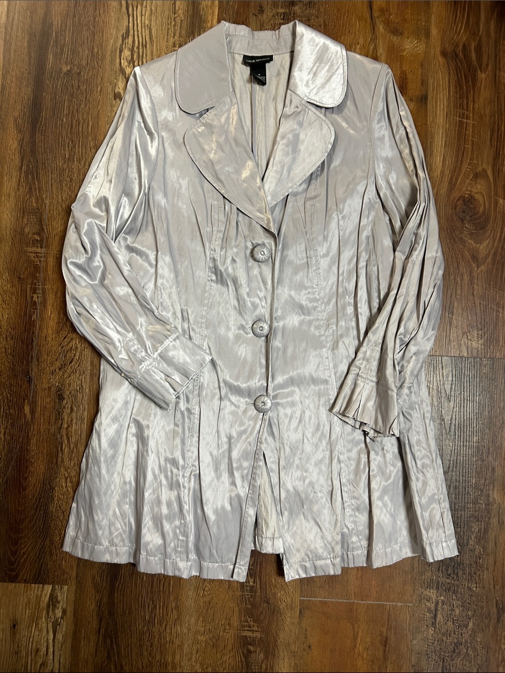 Lane Bryant Shiny Silver Trench Coat